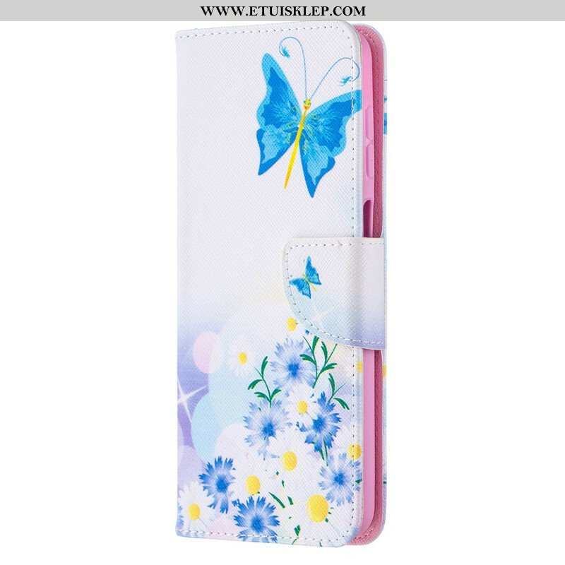 Etui Folio do Samsung Galaxy M12 / A12 Malowane Motyle I Kwiaty